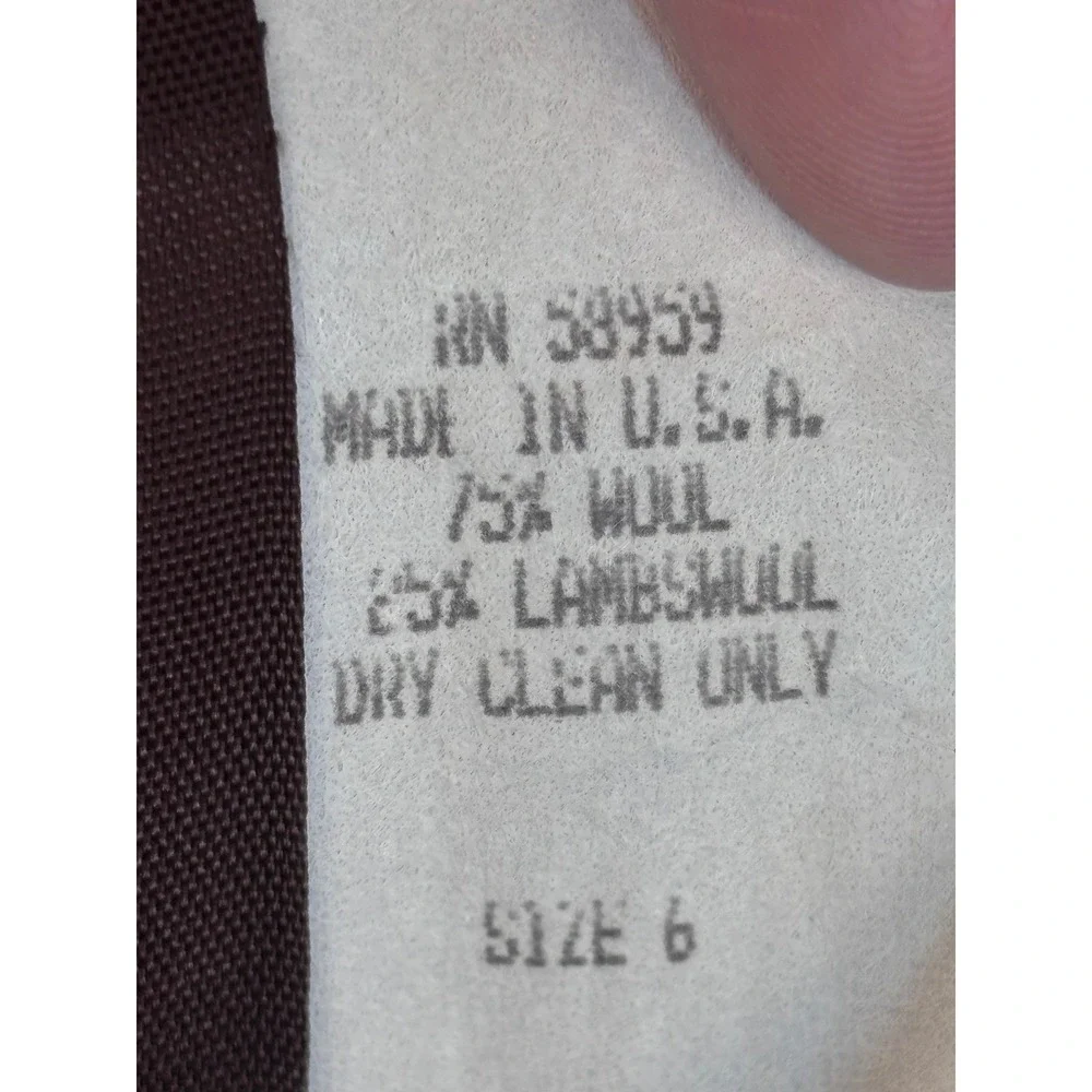 Vintage Plaid Wool Blazer 6 Suede Collar Brown‎ Double Breasted Preppy Clueless - Picture 6 of 12